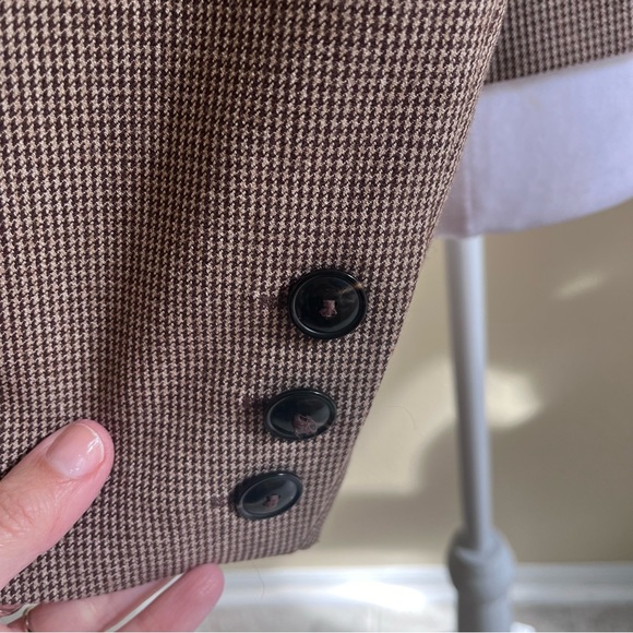 Rafaella Studio Vintage Petite Brown Houndstooth Blazer Suit Jacket - Picture 5 of 10